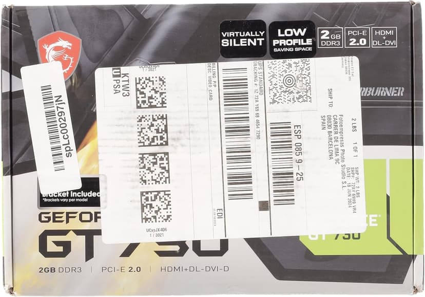 MSI N730K-2GD3H/LPV1 NVIDIA GeForce GT 730 2 GB GDDR3