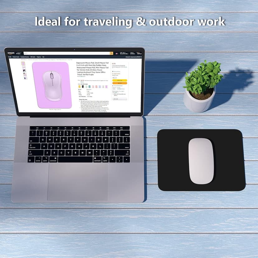 Dapesuom Small Mouse Pad, 6 x 8 Inch Thick Rubber Premium-Textured Non-Slip Portable & Washable Mini Mouse Mat for Women Men Wireless Laptops Keyboard Tray Gaming Work Computer Office Travel, Black