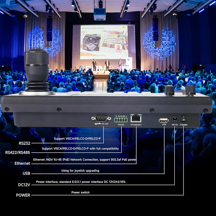 iuZee PTZ Camera Controller 4D Joystick PoE IP PTZ Keyboard Controller 5" LCD Screen Preview for Live Streaming Meeting Church Education, Support VISCA PELCO-P PELCO-D RS422 RS485 RS232 RJ45