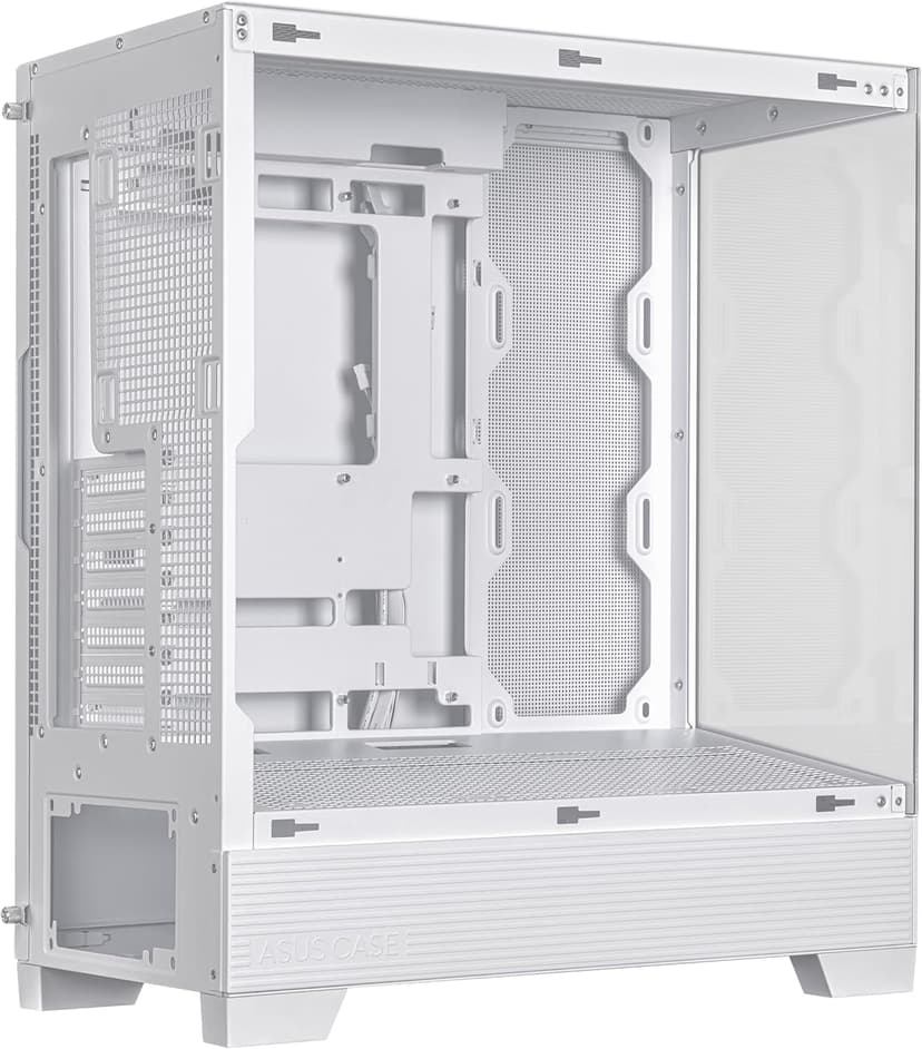 ASUS A31 White ATX Mid-Tower Gaming Case, Dual-Sided Tempered Glass, Frameless Design, BTF Hidden Connectors, 360 AIO Support, 8° Angled Base, ARGB Ready, Optimized Airflow, Seamless Cable Management