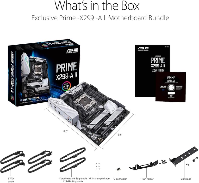 Asus Prime X299- A II ATX Motherboard (Intel X299) LGA 2066, 12 IR3555 Power Stages, DDR4 4266 MHz, Triple M.2, USB 3.2 Gen 2 Type-C, Intel LAN and Aura Sync RGB Lighting
