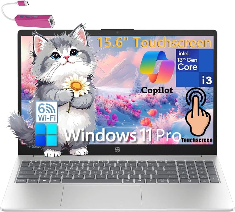 HP Laptop Computer 15.6" Touchscreen for Student Home Study and Business, 32GB DDR4 RAM, 1TB PCIe SSD, WiFi 6, Bluetooth 5.3, Windows 11 Pro, Intel i3-1315U (Beat i5-1155G7), BEF-ectoy USB C Hub