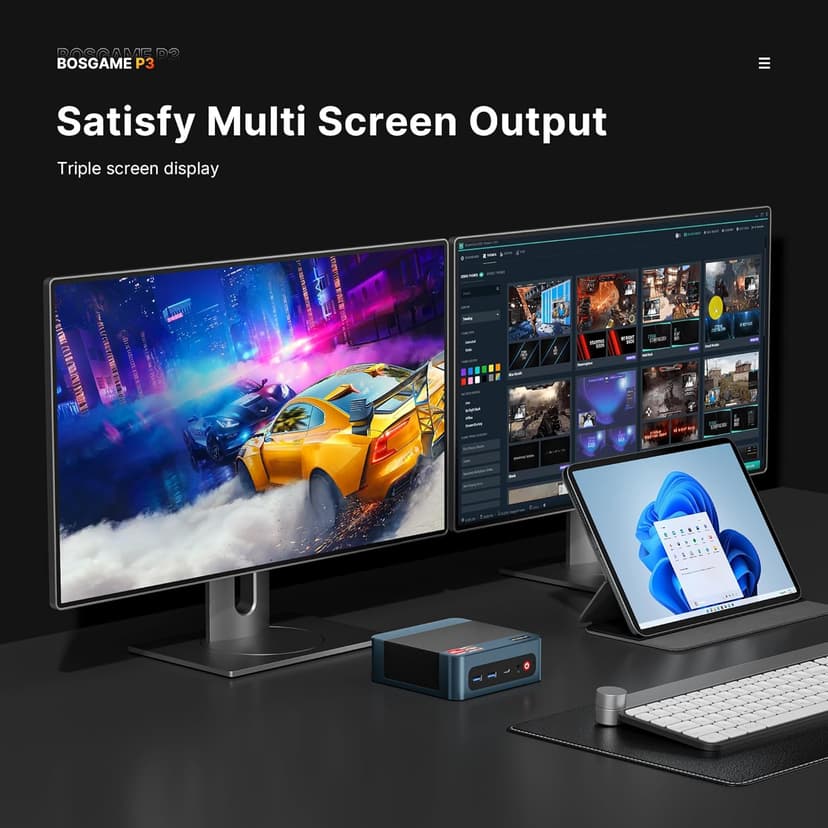 P3 Lite Mini PC, AMD Ryzen 7 6800H Mini Computers, 24GB DDR5, 1TB PCIe SSD, 4K Triple Display & USB4, Dual 2.5G LAN & Wi-Fi 6E & BT5.2, Desktop Computers for Gaming, Office, Design