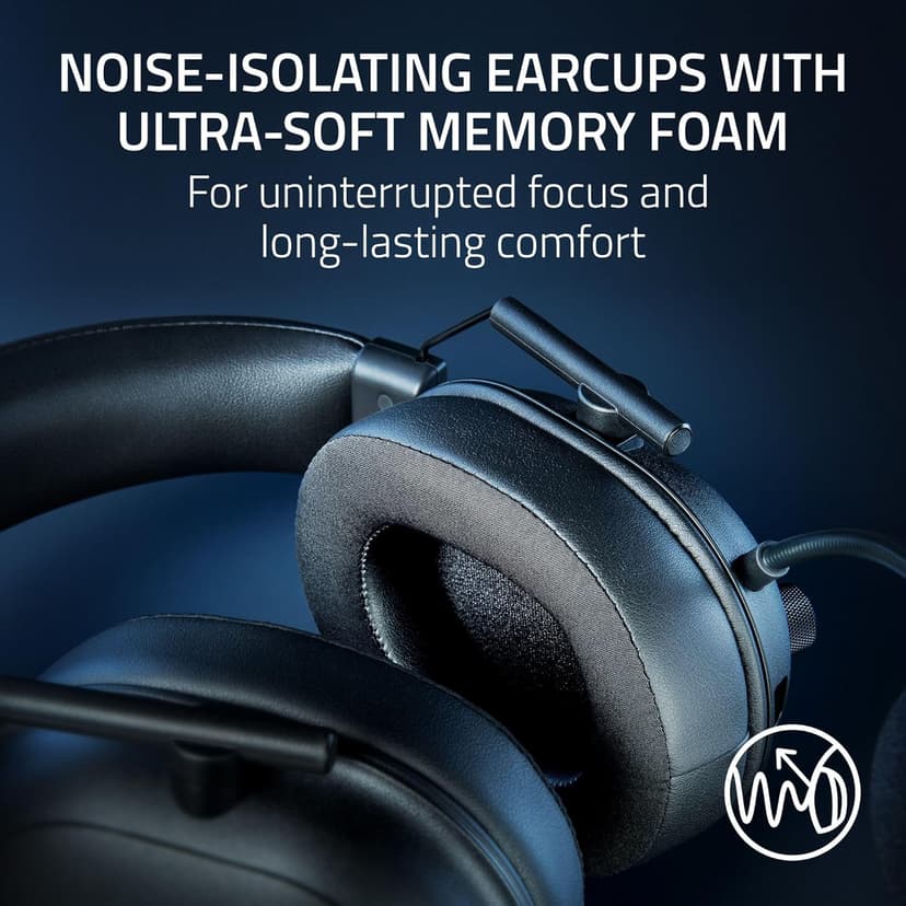 Razer BlackShark V2 HyperSpeed Wireless Gaming Headset: 280g Lightweight - THX Spatial Audio - Bendable Mic - 50mm Drivers - 2.4GHz, Bluetooth or USB - 70 Hr Battery w/USB Type C Charging - Black