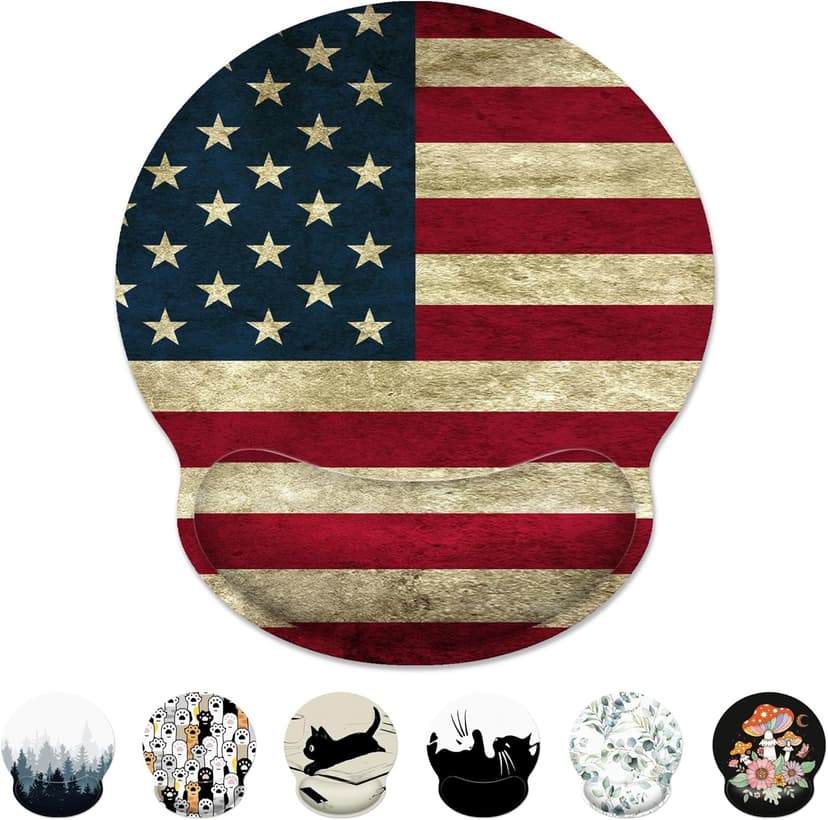 Ergonomic Mouse Pad with Wrist Support,American Flag Mouse Pad with Wrist Rest,Relieve Wrist Pain Mousepad Non-Slip Rubber Base,Mouse Pads for Desk,Computers,Laptop,Office,Home,Gaming,Accessories