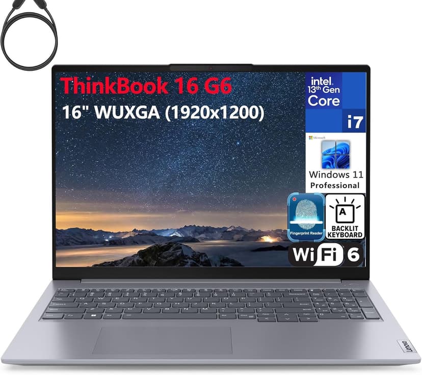 Lenovo ThinkBook 16 G6 16" FHD+ Laptop Computer, 13th Gen Intel 14-Core i7-13700H, 64GB DDR5 RAM, 1TB PCIe SSD, WiFi 6, Bluetooth 5.2, Backlight Keyboard, Fingerprint Reader, Windows 11 Pro, Tilsiy