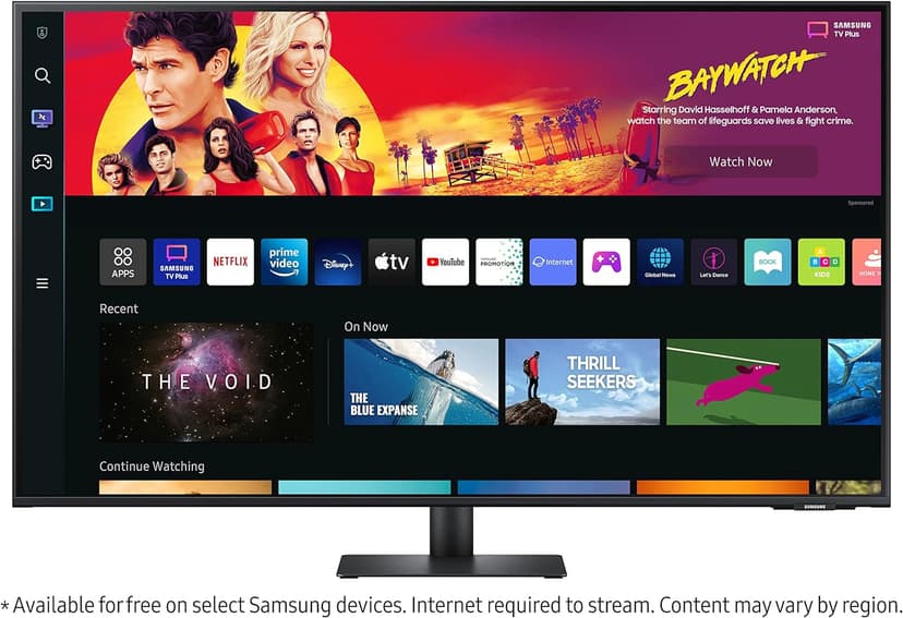 SAMSUNG 43" M70B Series 4K UHD USB-C Smart Monitor & Streaming TV, 4ms, 60Hz, HDR10, Wireless Display, Gaming and IoT Hubs, Alexa Built-in, 2022, LS43BM702UNXZA, Black