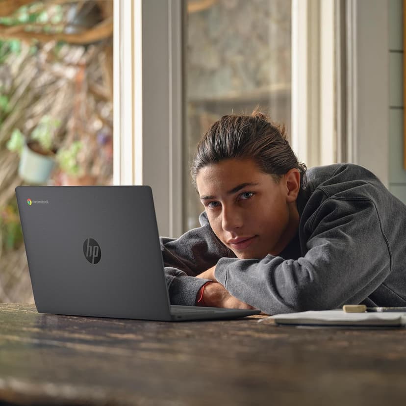 HP Chromebook 14 inch Laptop, HD Display, Intel Processor N100, 8 GB RAM, 128 GB UFS, Intel UHD Graphics, Chrome OS, Chalkboard Gray, 14a-nf0099nr