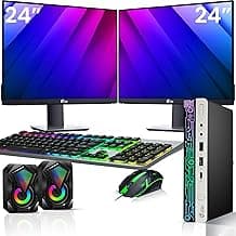 BTO HP RGB G4 Mini PC - Intel Core i5-8th Gen Upto 3.50Ghz | 32GB DDR4 Ram | 1TB NVMe SSD | New Dual FHD 24-inch Monitors | Windows 11 Pro | RGB Keyboard Set | Micro pc Home/Office (Renewed)