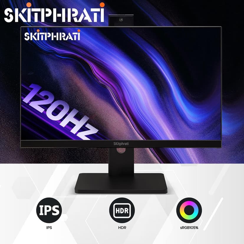 23.8” Business Webcam Gaming Monitor, 1080P IPS 120HZ, Video Conference Monitor - Built-in Adjustable 3MP Webcam, Mic Array, Speakers, Eye Care, Frameless, HDMI, DP, VGA, USB 2.0