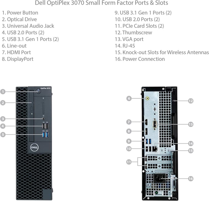 Dell OptiPlex 3070 SFF Small Form Factor Desktop - 9th Gen Intel Core i7-9700 8-Core CPU up to 4.70GHz, 32GB DDR4 Memory, 1TB SSD, Intel UHD Graphics 630, DVD Burner, Windows 11 Pro (Renewed)