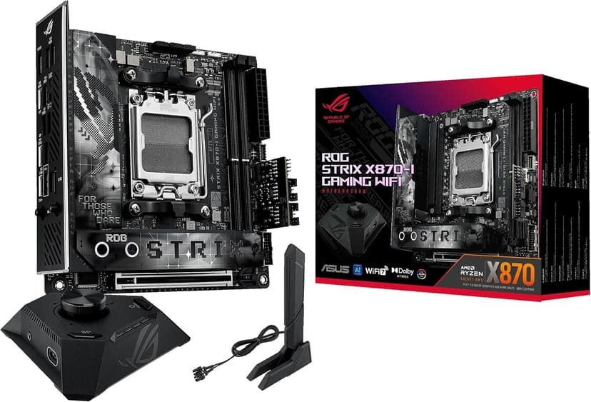 ASUS ROG STRIX X870-I GAMING WIFI AMD AM5 X870 Mini ITX motherboard 10+2+1 power stages, Dynamic OC Switcher, Core Flex, DDR5 AEMP, WiFi7, 2x M.2, PCIe®5.0, Q-Release Slim, USB4, AI OCing & Networking