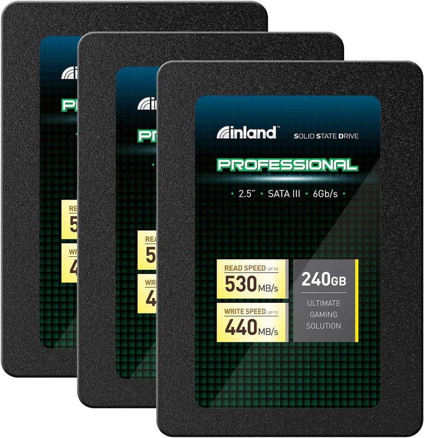 INLAND Professional 3 Pack 240GB SSD 3D NAND SATA III 6Gb/s 2.5" 7mm Internal Solid State Drive (3x240GB)
