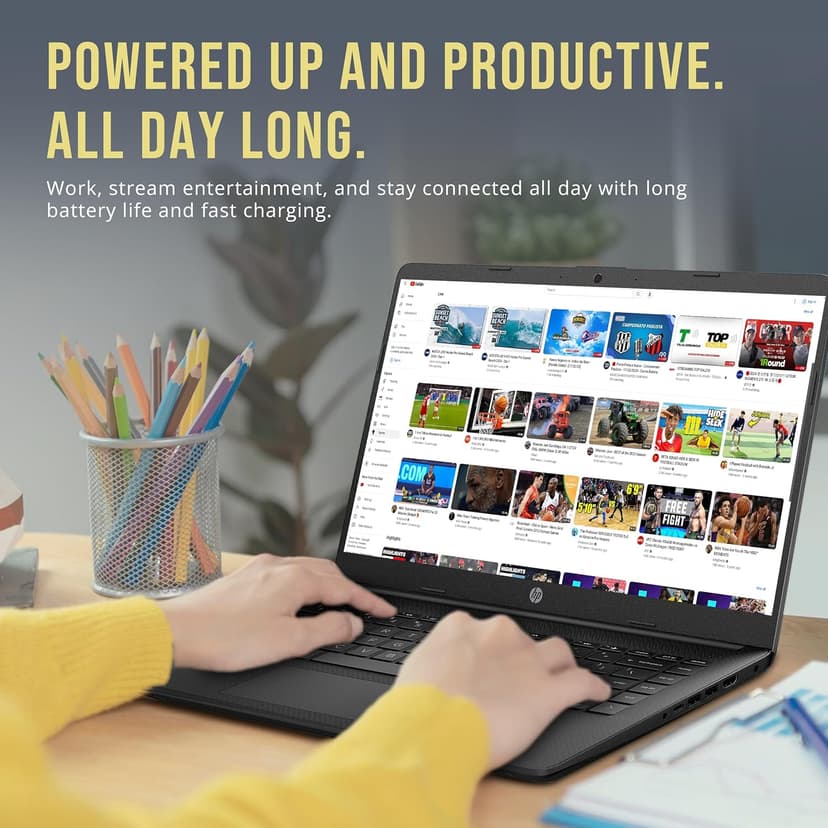 HP Stream 14" HD BrightView Laptop, Intel Celeron N4120, 16GB RAM, 288GB Storage (128GB eMMC + 160GB SSD Docking Station Set), Intel UHD Graphics, HD Webcam, Wi-Fi, 1 Year Office 365, Win 11 S, Black