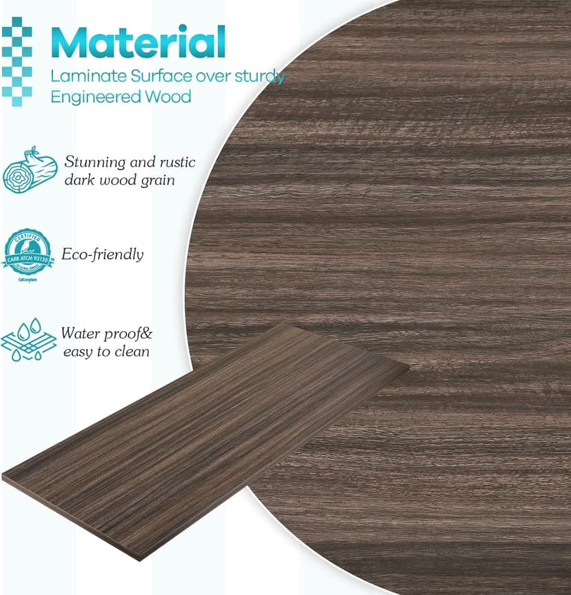 Kaboon 60x24 inches Tabletop, Solid One-Piece Desktop for Sit Stand Desk, Double Desks, L Desk DIY,Wood Countertop Home or Commercial Use 1 inch Thick, Eucalyptus/Rustic Wood, 23.62" D x 59.1" W