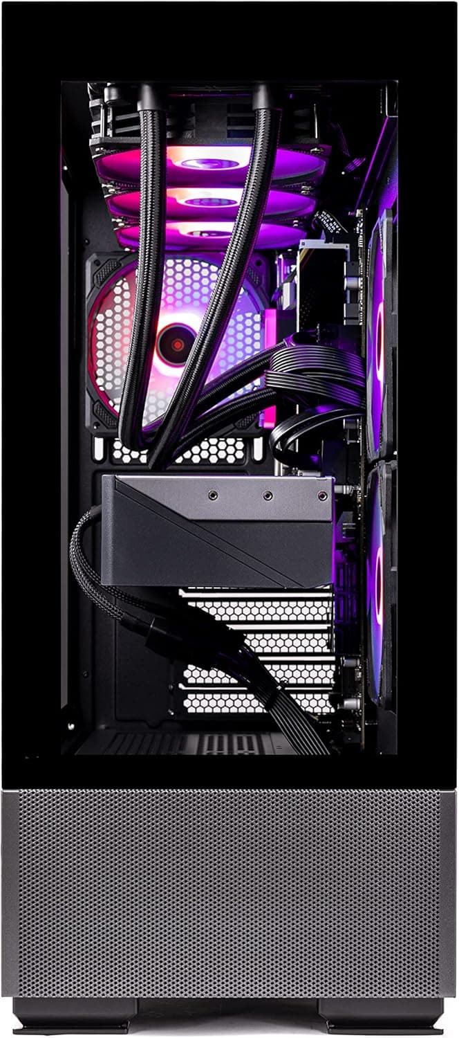 Skytech Gaming Azure Gaming PC Desktop – AMD Ryzen 7 7700X 4.5 GHz, NVIDIA RTX 4070, 1TB NVME SSD, 32GB DDR5 RAM RGB, 650W Gold PSU, 360mm AIO, 11AC Wi-Fi, Windows 11 Home 64-bit,Black