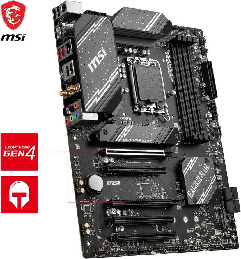 MSI B760 Gaming Plus WiFi V1 Motherboard, ATX - Supports Intel 14th, 13th & 12th Gen Core Processors, LGA 1700 - DDR5 Memory Boost 6800+MHz/OC, 2 x PCIe 4.0 x16, 2 x M.2 Gen4, 2.5G LAN, Wi-Fi 6E