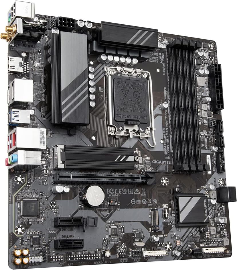 GIGABYTE B760M DS3H AX (LGA 1700/ Intel/ B760/ M-ATX/ DDR5/ 2* M.2/ PCIe 4.0/ USB 3.2 Gen 2 Type-C/WiFi 6E/ 2.5GbE LAN/Q-Flash Plus/PCIe EZ-Latch/Motherboard)