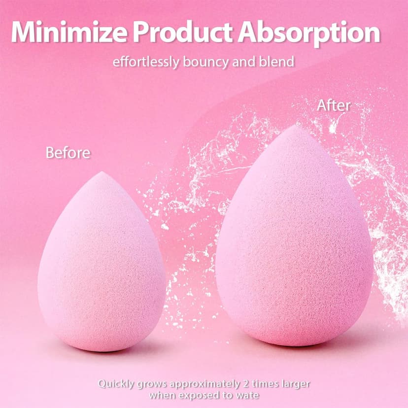Makeup Sponge Set Foonbe Blender Sponges 7 Pcs for Liquid, Cream, and Powder, Latex Free, Multi colored Beauty Sponges with 1 Mini Sponge, Vegan & Cruelty-Free