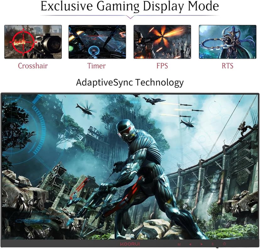KOORUI 24 Inch Computer Monitor -FHD 1080P Gaming Monitor 165Hz VA 1ms, AdaptiveSync Technology, LED Monitors with Ultra-Thin, HDMI X2 /DP, VESA Compatible, Tilt Adjustable, Eye Care 24E4