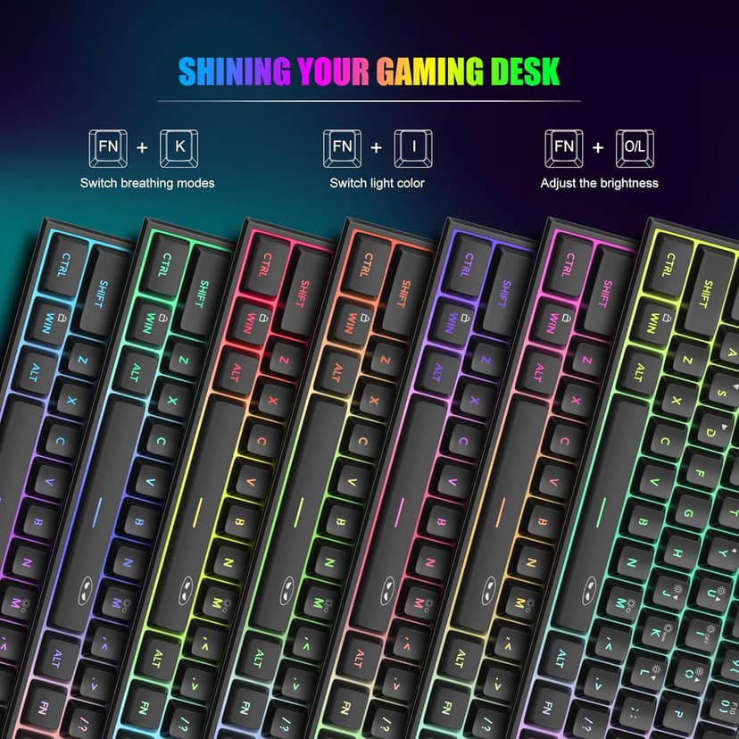 MageGee Mini 60% Gaming Keyboard, RGB Backlit 61 Key Ultra-Compact Keyboard, TS91 Ergonomic Waterproof Mechanical Feeling Office Computer Keyboards for PC, MAC, PS4, Xbox ONE Gamer(Black)