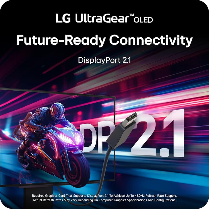 LG 27GX790A-B 27-inch Ultragear OLED Gaming Monitor QHD 1440p 480Hz, 0.03ms, DisplayPort 2.1, True Black 400, NVIDIA G-Sync, AMD FreeSync Premium Pro, HDMI, USB, Tilt/Height/Swivel/Pivot Stand, Black