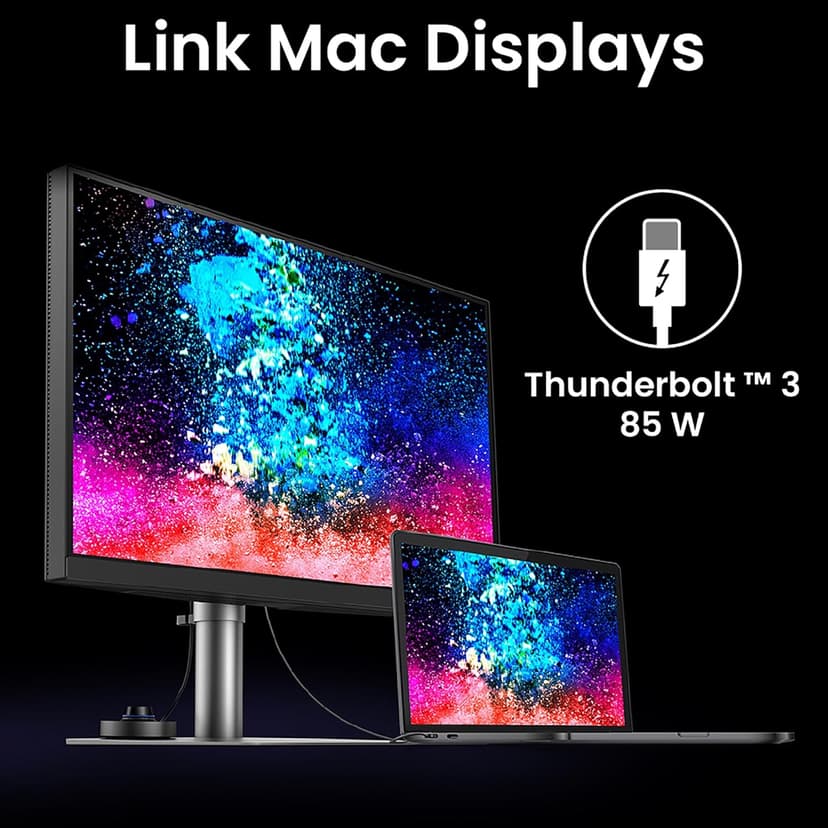 BenQ PD3225U 32 Inch 4K IPS Black UHD Thunderbolt Monitor for MacBook, AQCOLOR, 98% P3, 100% sRGB & Rec.709, DeltaE ≤2, Factory Calibration, USB-C 85W, USB Hub, Daisy Chain, KVM Switch