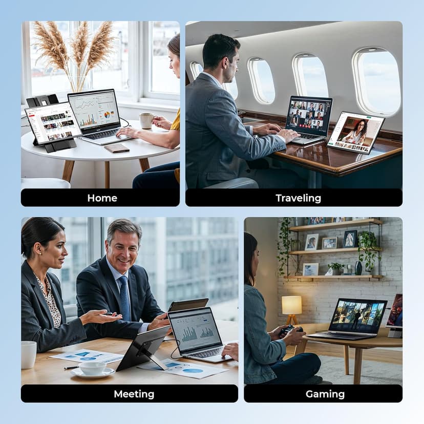 Laptop Screen Extender 16.1", 1200P FHD, Portable Monitor 360° Rotating Detachable Stand, Height Adjustable Laptop Monitor Extender for Laptop 13-17.5", Plug-Play for Mac/OS/Wins/Chrome/Dex