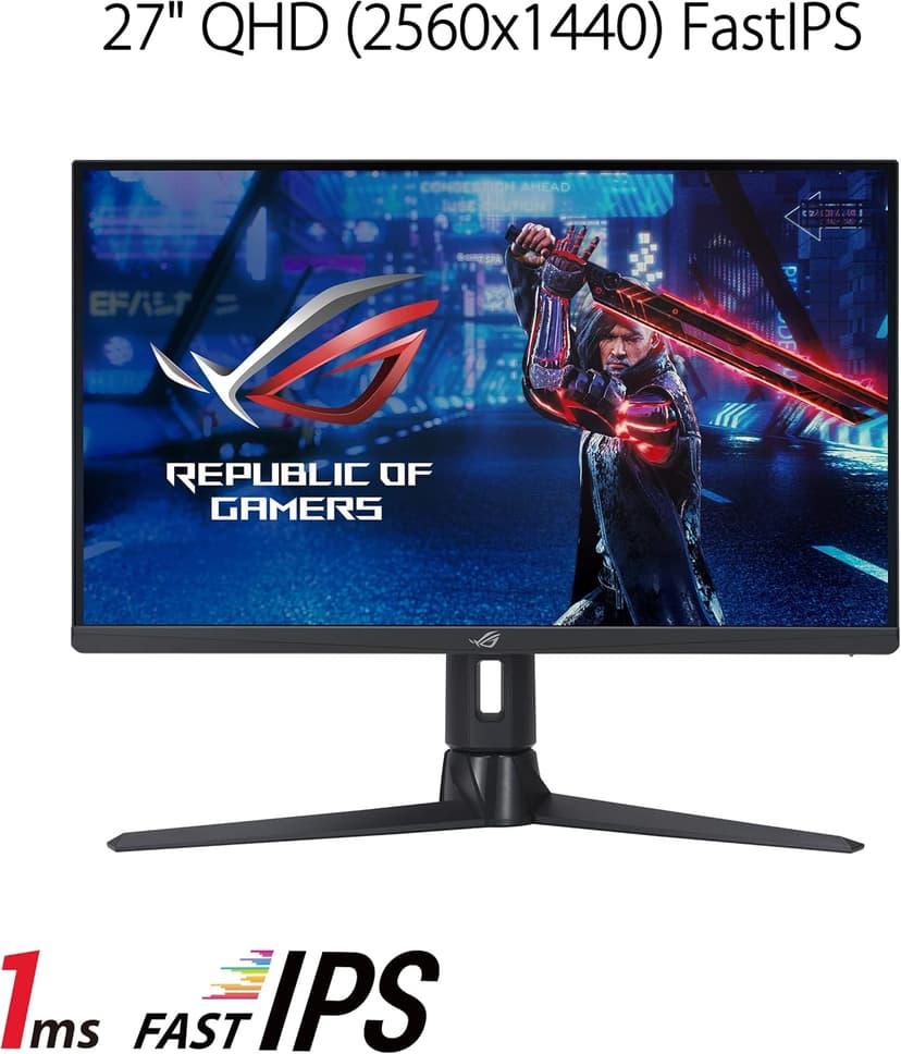 ASUS ROG Strix 27” 1440P Gaming Monitor (XG27AQMR) - 27”, QHD (2560 x 1440), Fast IPS, 300Hz, 1ms, G-SYNC Compatible, FreeSync Premium Pro, Extreme Low Motion Blur Sync, DisplayPort, DisplayHDR 600