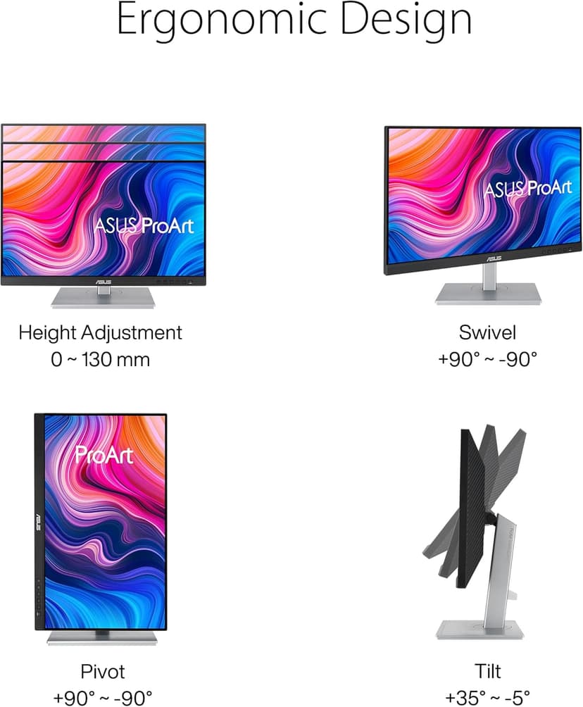 ASUS ProArt Display PA247CV 23.8 inch Monitor – IPS, Full HD (1920 x 1080), 100% sRGB, 100% Rec. 709, Color Accuracy ΔE < 2, Calman Verified, USB-C, Compatible With Laptop & Mac Monitor,BLACK