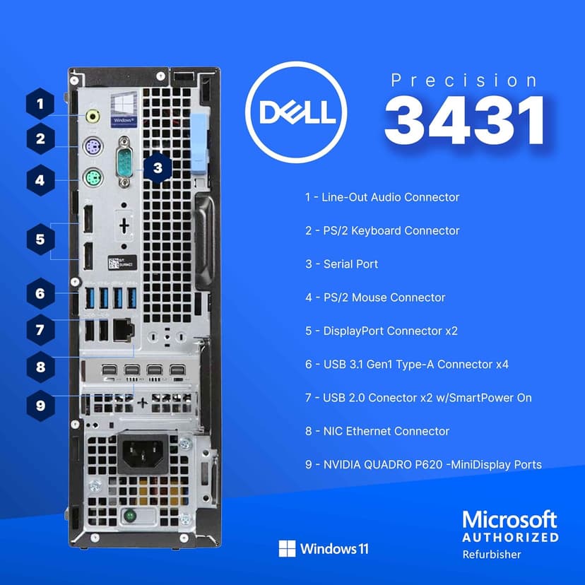Dell Precision Workstation PC | Quadro P620 GPU - Editing & Design | Windows 11 Pro | Intel i5-9500 | 16GB RAM 1TB SSD | New 24" LCDs | Home or Office Computer | WiFi 6 AX200 + BT (Renewed)
