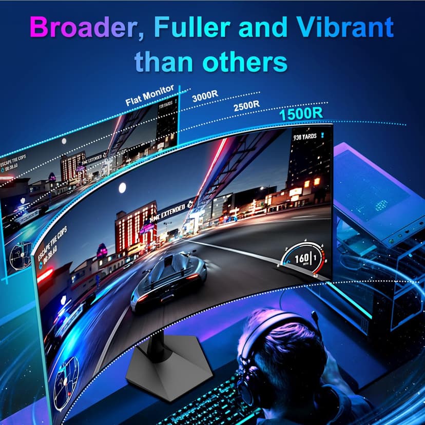 SANSUI Curved Monitor 24 inch 100Hz USB Type-C Computer Monitor with Built-in Speakers- MPRT 1ms,Adaptive Sync,HDR,1500R,VESA 75x75mm Compatible, for Home and Office(ES-24C1)