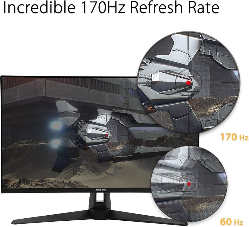 ASUS TUF Gaming 27" 2K HDR Monitor (VG27AQ1A) - QHD (2560 x 1440), IPS, 170Hz (Supports 144Hz), 1ms, Extreme Low Motion Blur, Speaker, G-SYNC Compatible, VESA Mountable, DisplayPort, HDMI,BLACK