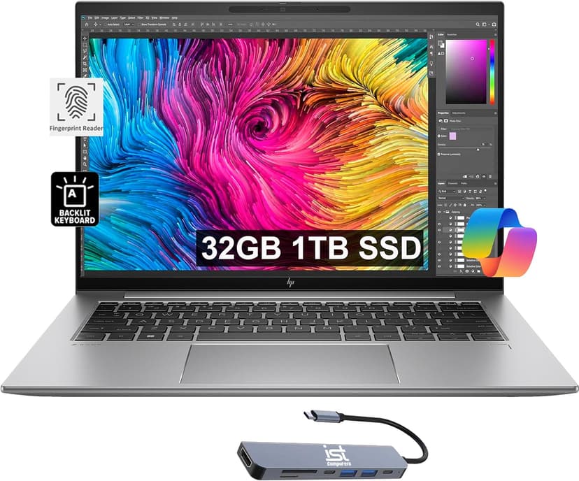 HP ZBook Firefly G10 Mobile Workstation (14" FHD+, Intel 14-Core i7-1370P, 32GB DDR5 RAM, 1TB SSD) Laptop for Engineer, Designer, Architect, IST Hub, Backlit, Fingerprint, Win 11 Pro w/AI Copilot
