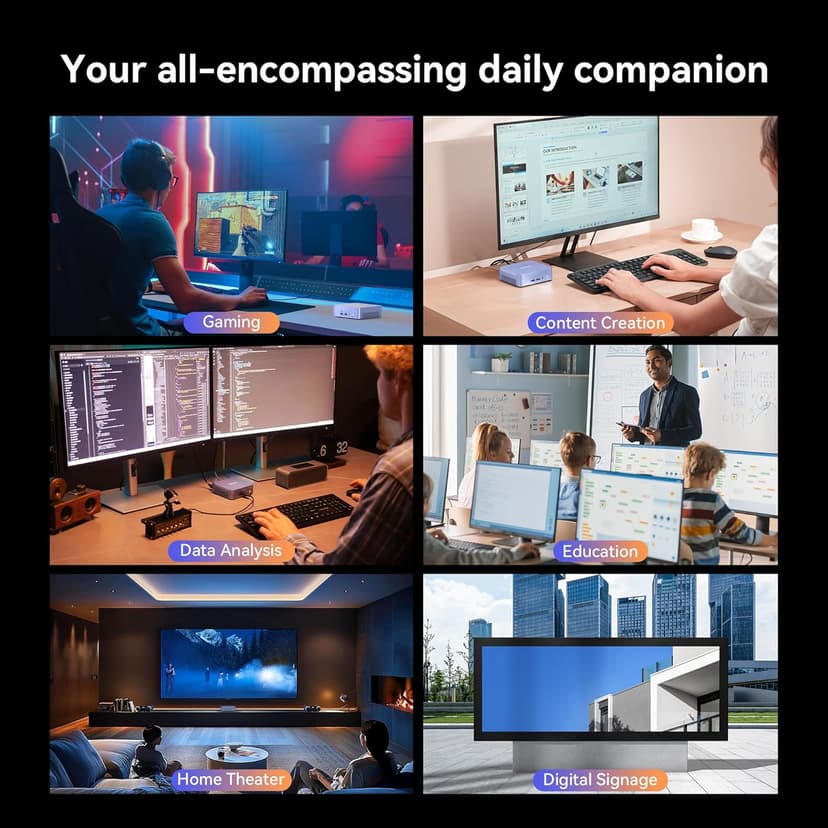 GEEKOM AX8 Pro Ai Mini PC,AMD Ryzen R7-8845HS (8C/16T,up to 5.1GHz) Mini Computers, 32GB DDR5 5600Mhz RAM&1TB PCIe Gen 4 SSD, Mini Desktop Windows 11 Pro, AMD Radeon 780M /WiFi 6E/BT5.2/2.5G LAN