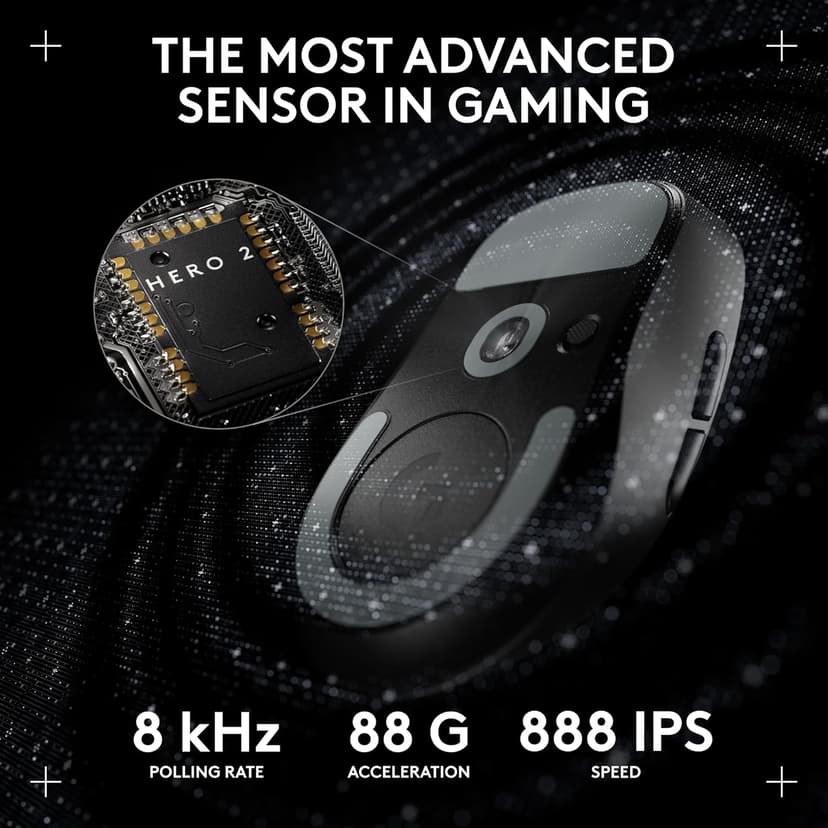 Logitech G PRO X SUPERLIGHT 2 Wireless Gaming Mouse, 60g Pro-Grade with 5 Programmable Buttons, 44k DPI Sensor, 8kHz Report Rate, USB-C Charging for PC/Mac - Black
