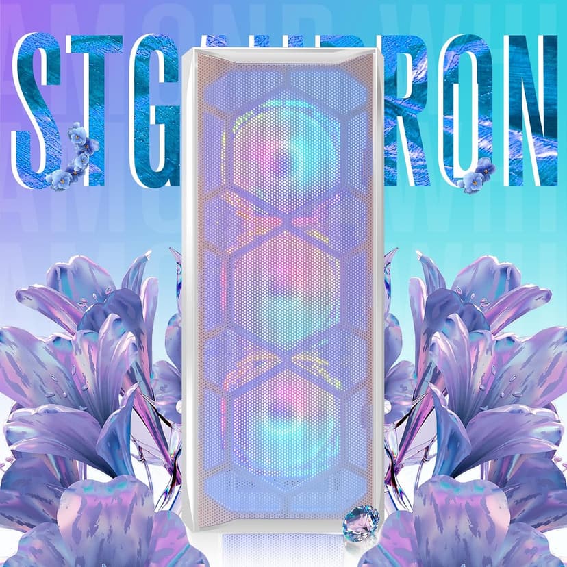 STGAubron Gaming Desktop, Radeon RX 590 8G GDDR5, Intel Xeon E5 2.5G up to 3.3G, 32G Memory, 1T SSD, 600M WiFi, BT 5.0, RGB Fan x 6, RGB Mouse Pad, Windows 10 Home, White