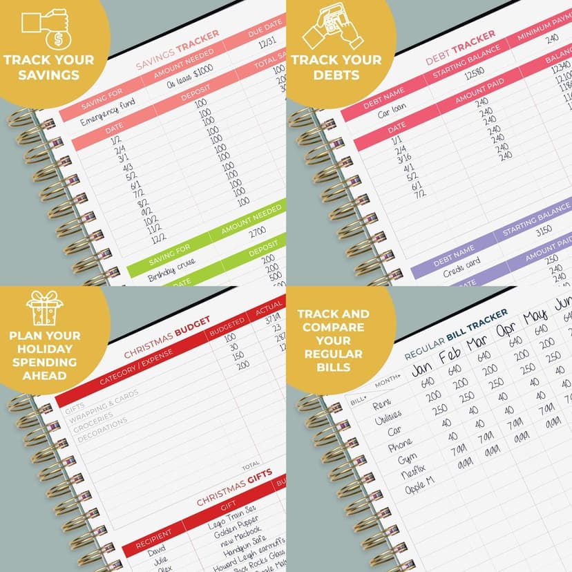 Clever Fox Budget Planner & Monthly Bill Organizer With Pockets. Expense Tracker, Budgeting Journal & Financial Book. Large, 8x9.5" (Black)