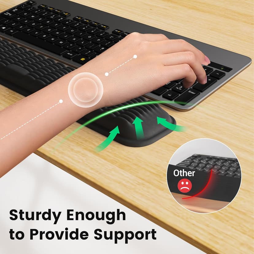 MEKASS Keyboard Wrist Rest, Soft Memory Foam Wrist Support for Keyboard, Keyboard Hand Rest Pad for Wrist Pain Relief, Keyboard Wrist Guard for Long Hours of Work, Gaming, Studying（Classic Black）