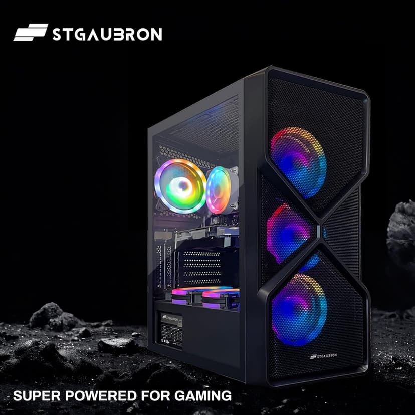 STGAubron Gaming PC Computer Desktop, GeForce RTX 2060 Super 8G, Intel Core I7 8th up to 4.1GHz, 16G DDR4, 1T SSD, WiFi 6 & BT 5.2, RGB Fan x6, Windows 11 Home