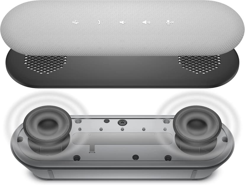 Dell SP3022 USB Computer Speaker for PC, Laptop, Monitor, Business Conference-Mini Soundbar Speakerphone, AI Noise Echo Cancellation, Full Duplex Audio, 2 x 1.8W, MS-Teams Certified - Platinum Silver