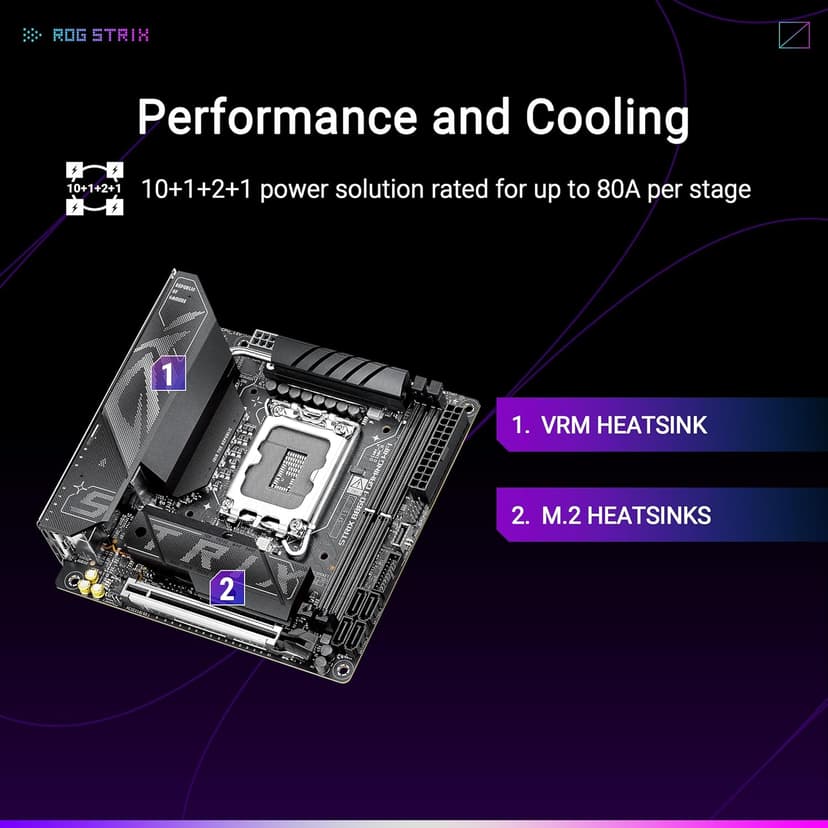 ASUS ROG STRIX B860-I GAMING WIFI B860 LGA 1851 mITX Mini-ITX motherboard, Intel® Core™ Ultra Series 2 Ready, Advanced AI ready, 10+1+2+1 stage, DDR5, 2.5G LAN, WiFi7, M.2, Thunderbolt™ 4, USB Type-C®