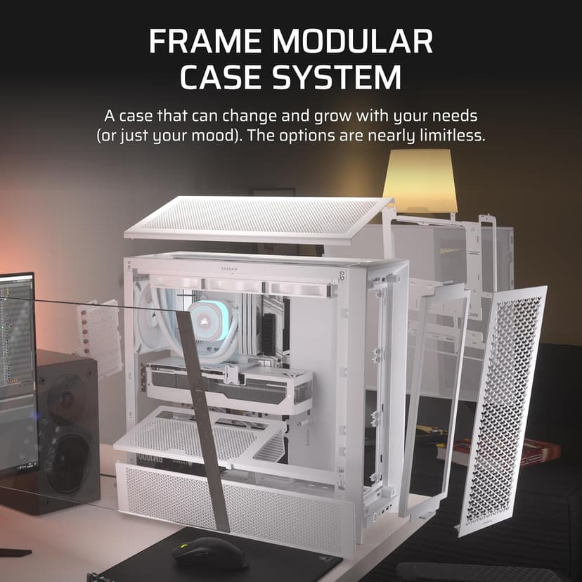 CORSAIR 4000D Frame Modular Mid-Tower ATX PC Case – High Airflow, InfiniRail Fan Mounting System, Dual 360mm Radiator Support, ASUS BTF, MSI Project Zero, Gigabyte Project Stealth – White