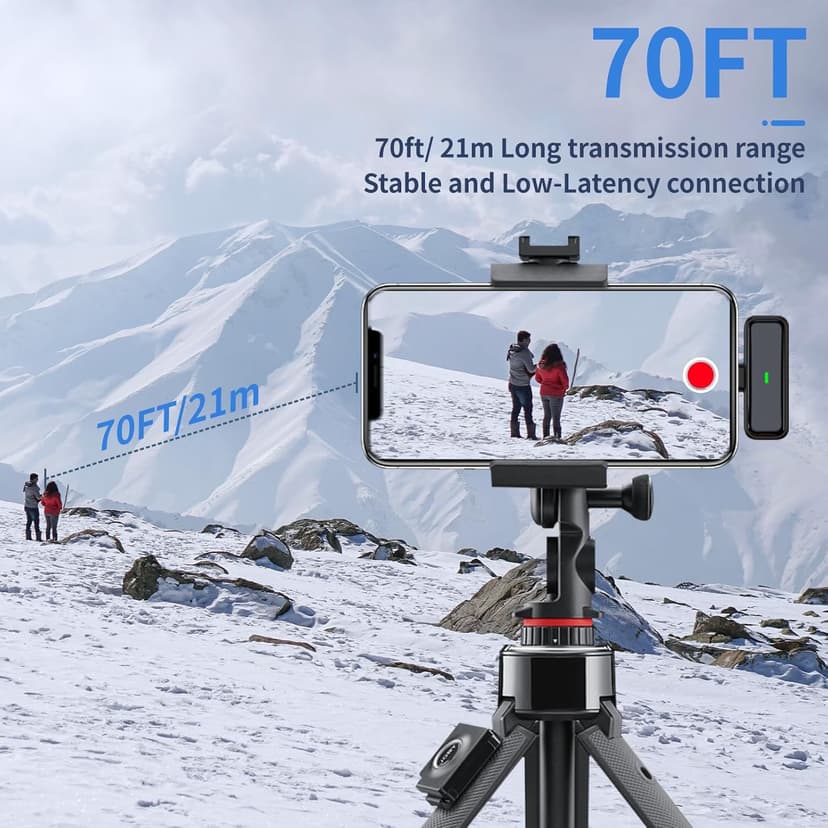Wireless Microphone for iPhone Android with Charging Case - USB C Lavalier Phone Microphone for Video Recording Noise Cancelling Clip On Mini Mics Intuitive Battery Display