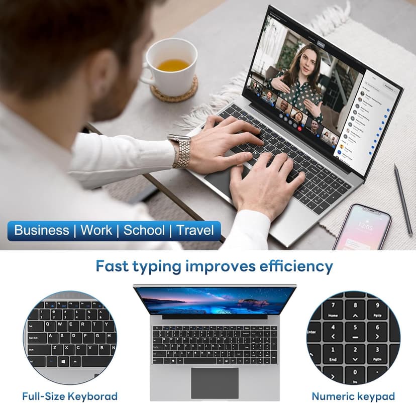 jumper Laptop Computer 16 Inch, Office 365, Laptops with 16GB RAM, 1152GB Storage, FHD IPS 1920x1200 Display, 12th N95 CPU(Up to 3.4GHz), 38WH Battery, 2 Speakers, Mini HDMI, 16:10.