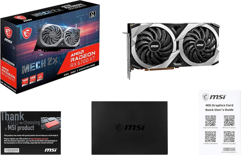MSI Gaming Radeon RX 6700 XT 192-bit 12GB GDDR6 DP/HDMI Dual Torx 3.0 Fans FreeSync DirectX 12 VR Ready Graphics Card (RX 6700 XT MECH 2X 12G)