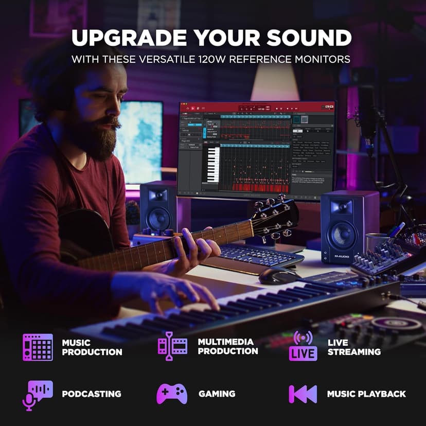 M-Audio BX3 3.5" Studio Monitors, HD PC Speakers for Recording and Multimedia with Music Production Software, 120W, Pair, Black