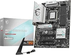 msi B850 Gaming Plus WiFi Motherboard, ATX - Supports AMD Ryzen 9000/8000 / 7000 Processors, AM5 - DDR5 Memory Boost 8200+ MT/s (OC), PCIe 5.0 x16 & 4.0 x16, M.2 Gen5, Wi-Fi 7, 5G LAN
