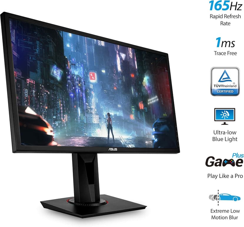 ASUS VG248QG 24" G-SYNC Gaming Monitor 165Hz 1080p 0.5ms Eye Care with DP HDMI DVI,Black