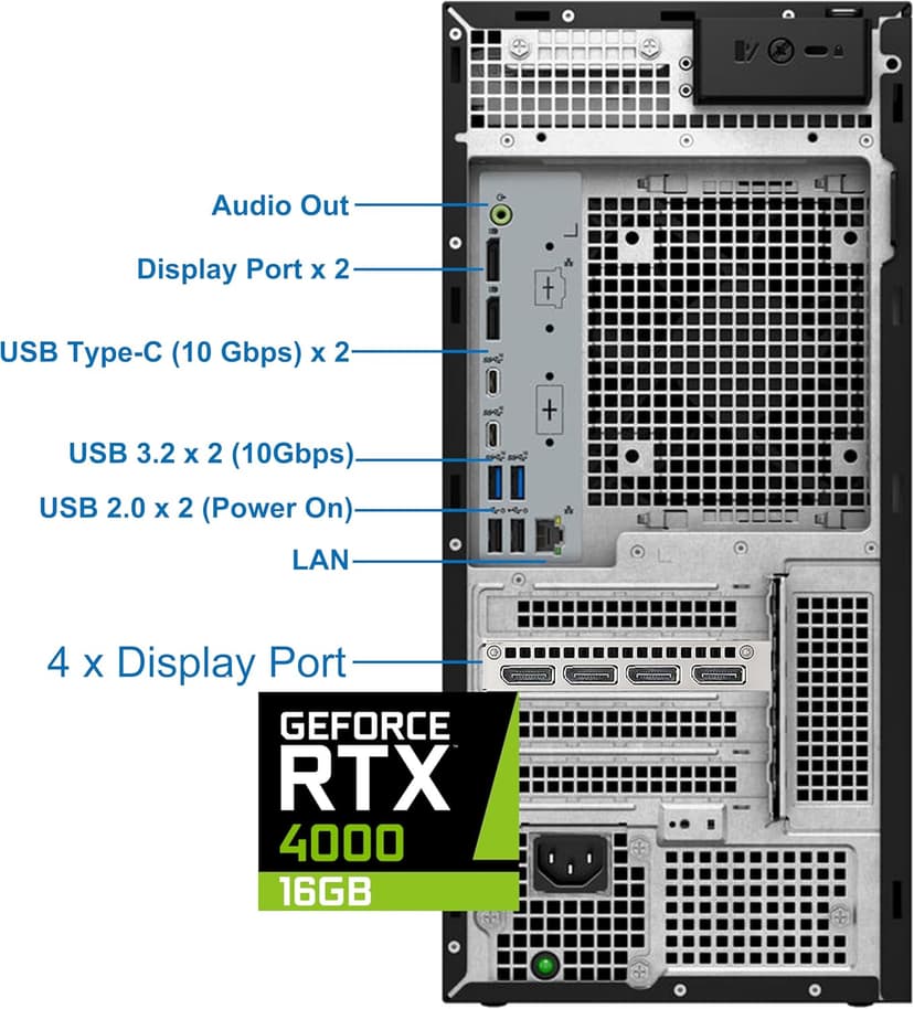 Dell Precision 3660 Tower Computer, Intel i9-13900 24-Core, 64GB RAM, 2TB NVMe SSD, Nvidia RTX A4000 16GB DDR6, Display Port, HDMI, Wi-Fi, Bluetooth - Windows 11 Pro, Black Desktop